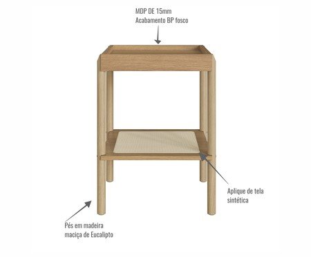 Mesa Lateral Quadrada com Prateleira Tela Oslo Hanover | Westwing