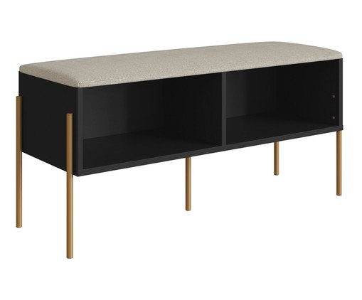 Sapateira Banco Estofada Oslo Nero e Dourado, black | WestwingNow