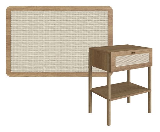 Jogo de Cabeceira e Mesa de Cabeceira Tela Oslo Hanover, Natural | WestwingNow