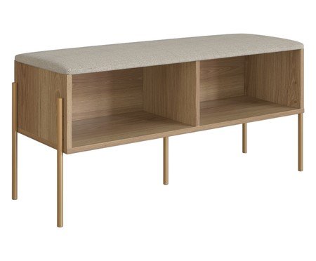 Sapateira Banco Estofada Oslo Hanover e Dourado | Westwing