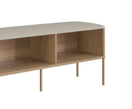 Sapateira Banco Estofada Oslo Hanover e Dourado | Westwing