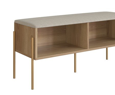 Sapateira Banco Estofada Oslo Hanover e Dourado | Westwing