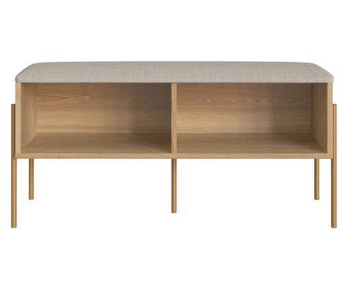 Sapateira Banco Estofada Oslo Hanover e Dourado, Natural | WestwingNow