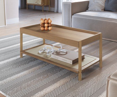 Mesa de Centro Retangular com Prateleira Tela Oslo Hanover | Westwing