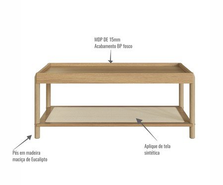 Mesa de Centro Retangular com Prateleira Tela Oslo Hanover | Westwing