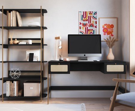 Estante Tela Oslo Nero e Dourado | Westwing