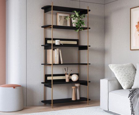 Estante Tela Oslo Nero e Dourado | Westwing
