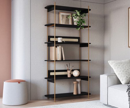 Estante Tela Oslo Nero e Dourado | Westwing