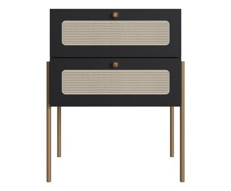 Mesa de Cabeceira Tela II Oslo Nero e Dourado | Westwing