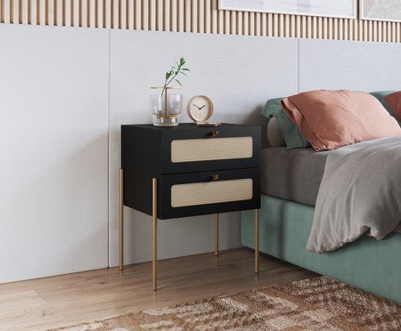 Mesa de Cabeceira Tela II Oslo Nero e Dourado | Westwing