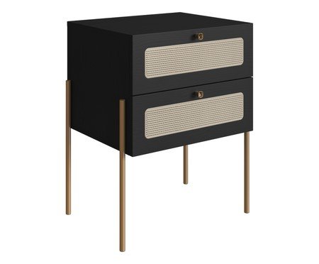 Mesa de Cabeceira Tela II Oslo Nero e Dourado | Westwing