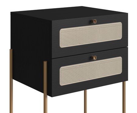 Mesa de Cabeceira Tela II Oslo Nero e Dourado | Westwing