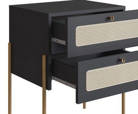 Mesa de Cabeceira Tela II Oslo Nero e Dourado | Westwing