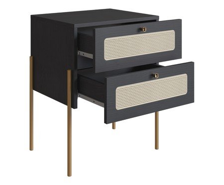 Mesa de Cabeceira Tela II Oslo Nero e Dourado | Westwing