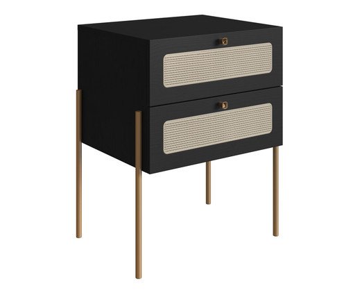 Mesa de Cabeceira Tela II Oslo Nero e Dourado, black | WestwingNow