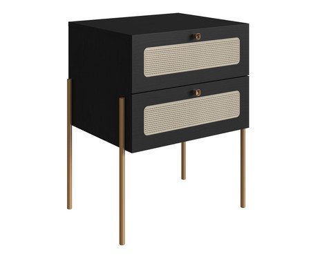 Mesa de Cabeceira Tela II Oslo Nero e Dourado | Westwing