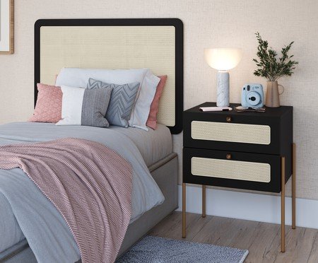 Mesa de Cabeceira Tela II Oslo Nero e Dourado | Westwing