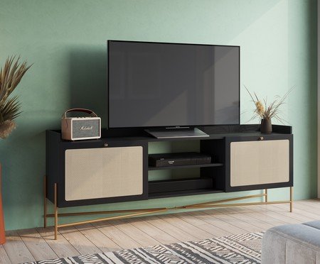 Rack Tela Oslo Nero e Dourado | Westwing