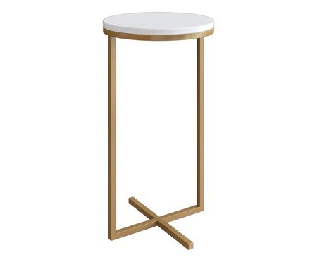 Mesa Redonda Volpi Alta Industrial Branco e Dourado | Westwing