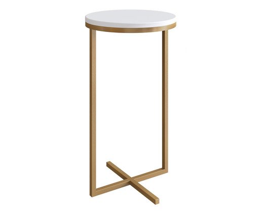 Mesa Redonda Volpi Alta Industrial Branco e Dourado, white | WestwingNow