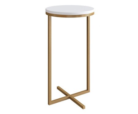 Mesa Redonda Volpi Alta Industrial Branco e Dourado | Westwing