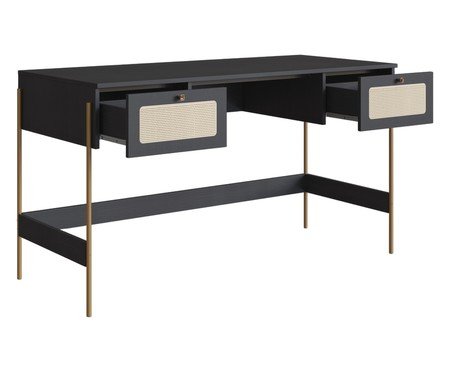 Escrivaninha Tela Oslo Nero e Dourado | Westwing