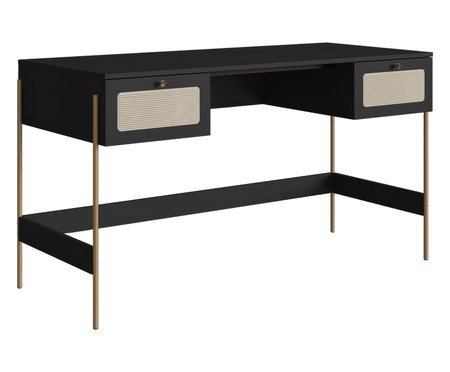 Escrivaninha Tela Oslo Nero e Dourado | Westwing