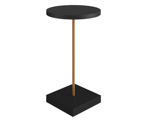 Mesa Lateral Redonda Luppo Nero e Dourado, black | WestwingNow