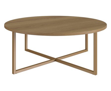 Mesa de Centro Redonda Industrial Hanover e Dourado | Westwing