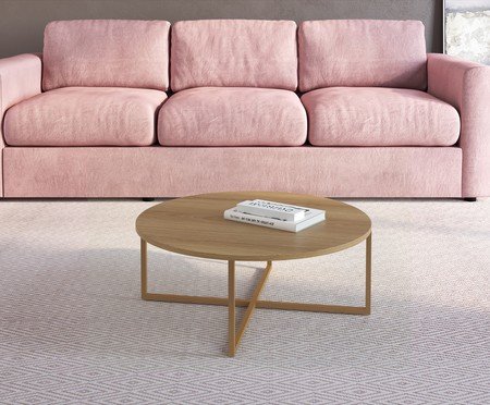 Mesa de Centro Redonda Industrial Hanover e Dourado | Westwing