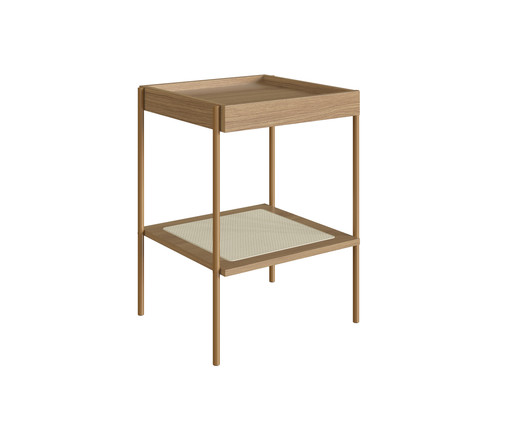 Mesa Lateral Quadrada com Prateleira Tela Oslo Hanover e Dourado, Natural | WestwingNow