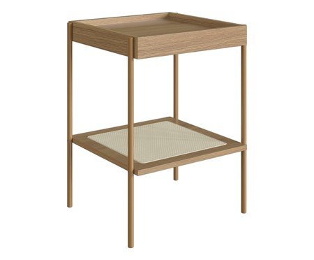 Mesa Lateral Quadrada com Prateleira Tela Oslo Hanover e Dourado | Westwing