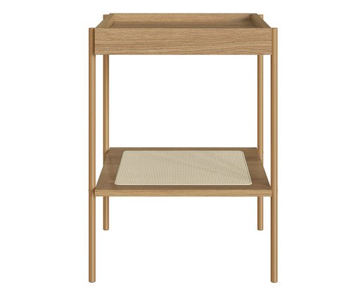Mesa Lateral Quadrada com Prateleira Tela Oslo Hanover e Dourado, Natural | WestwingNow