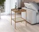 Mesa Lateral Quadrada com Prateleira Tela Oslo Hanover e Dourado, Natural | WestwingNow