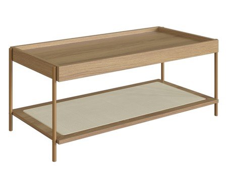 Mesa de Centro Retangular com Prateleira Tela Oslo Hanover e Dourado | Westwing