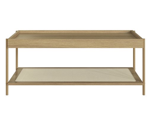 Mesa de Centro Retangular com Prateleira Tela Oslo Hanover e Dourado, Natural | WestwingNow