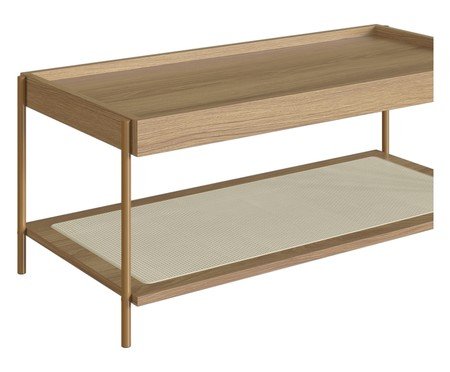Mesa de Centro Retangular com Prateleira Tela Oslo Hanover e Dourado | Westwing