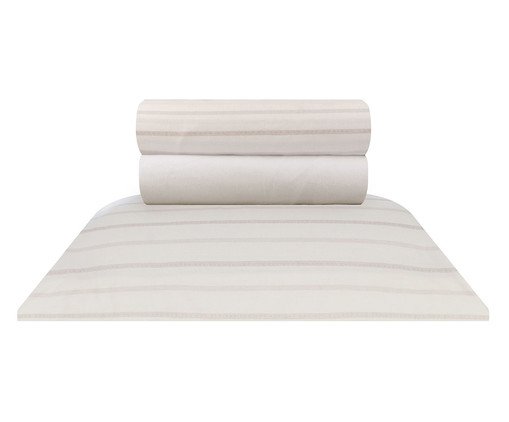 Jogo de Lençol Listras Wabi 200 Fios, beige,multicolor | WestwingNow