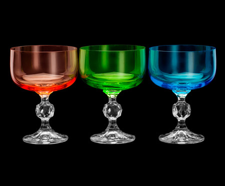 Jogo de Taças para Sobremesa em Cristal Gil - Colorido | WestwingNow