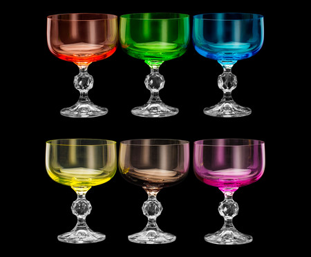 Jogo de Taças para Sobremesa em Cristal Gil - Colorido | WestwingNow