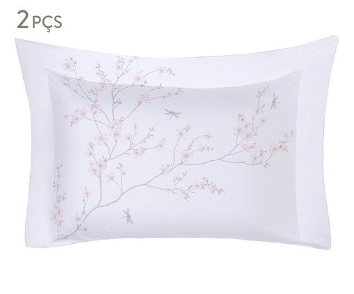 Jogo de Fronhas Acetinada Flor de Cerejeira 300 Fios, white,multicolor | WestwingNow