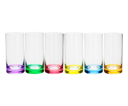 Jogo de Copos para Água em Cristal Dom - Colorido