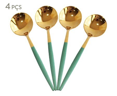 Jogo de Colheres de Sobremesa em Inox Slim Verde | Westwing