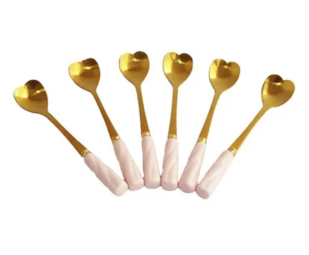 Jogo de Colheres de Sobremesa em Inox Heart Rosa | Westwing