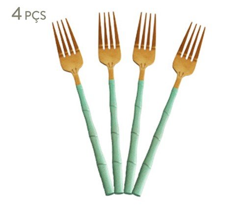 Jogo de Garfos de Sobremesa em Inox Verde, multicolor | WestwingNow