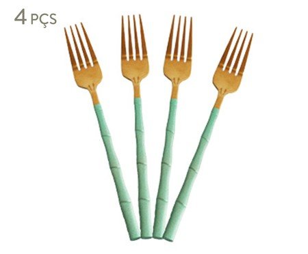 Jogo de Garfos de Sobremesa em Inox Verde | Westwing