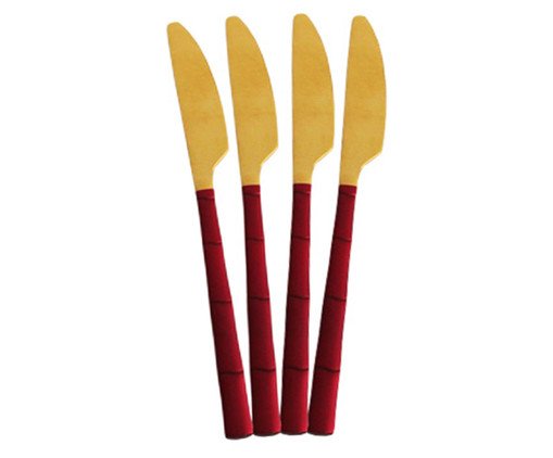 Jogo de Facas em Inox Marsala e Dourado, multicolor | WestwingNow