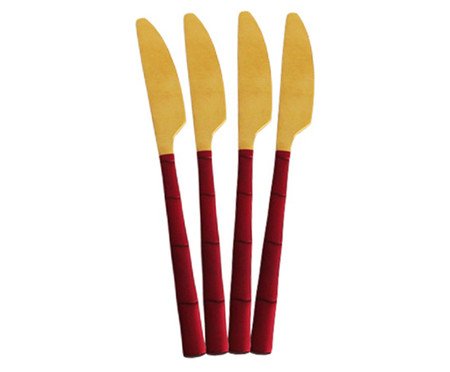 Jogo de Facas em Inox Marsala e Dourado
