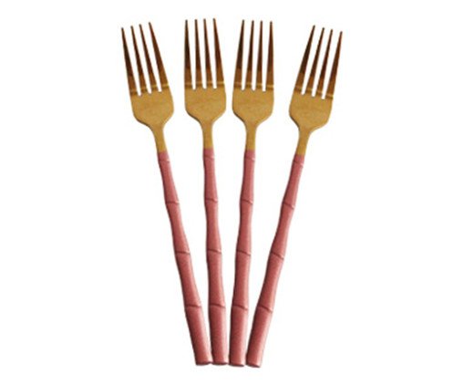 Jogo de Garfos de Sobremesa em Inox Rosa, multicolor | WestwingNow