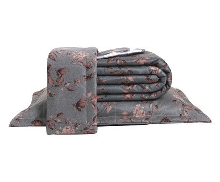 Jogo de Cobre-Leito em Veludo Floral Chic